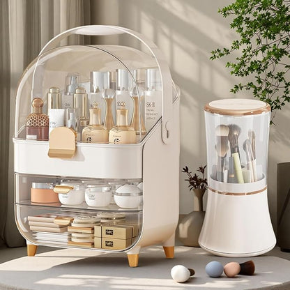 Makeup Organizers for Vanity, Skincare Organizers Cosmetic Display Cases with Transparent Cover, Teen Girls Gift for Bathroom Countertop, Lipstick Organizer