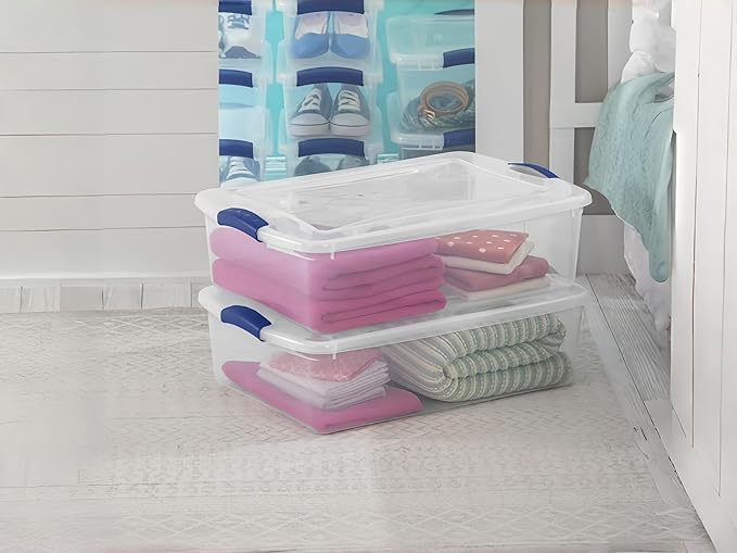 32 Quart Storage Bins with Lids, 2-Pack, Clear Plastic Stackable Tote Box Containers for Under-bed Home Organization