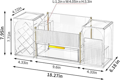 Seoneiro Makeup Organizer with Drawers, Cosmetic Storage for Dresser Countertop and Bathroom Vanity, Beauty Holder for Lipstick Brush Skincare Display case (Transparent)