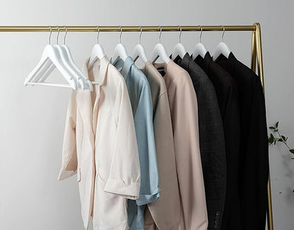 White Wood Bridal Dress Hangers Wooden Coat Hanger, Heavy Duty Clothes Hangers for Shirts, Jackets, Pants, Wedding Dress, Bridesmaid Suits 10 Pack-HL01W