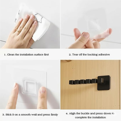 6 Slots Adhesive Hat Hooks for Wall | Multipurpose Black Headband Organizer for Girls & Adhesive Wall Hook for Toy Organization | Plastic Hat Hooks for Wall Adhesive Hat Accessories Holds 12 Hats