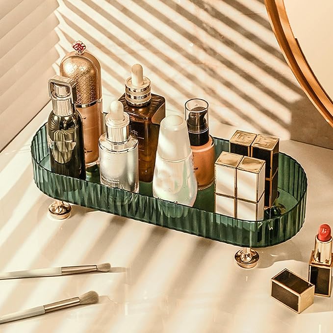 Small Bathroom Trays for Counter, Countertop Makeup Organizer Tray for Vanity, Make up Organizer Perfume Trays for Dresser, Clear Vanity Tray for Perfume, Lotions, Skincare and Cosmetics
