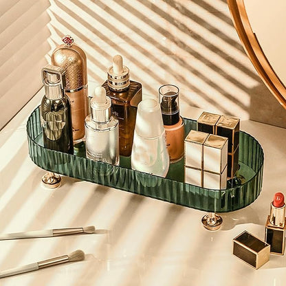 Small Bathroom Trays for Counter, Countertop Makeup Organizer Tray for Vanity, Make up Organizer Perfume Trays for Dresser, Clear Vanity Tray for Perfume, Lotions, Skincare and Cosmetics
