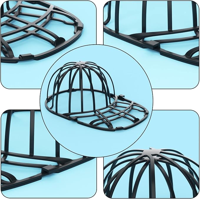 Eiito Hat Washer for Washing Machine, 2 Pack Baseball Cap Washer Fit for Adult/Kid's Hat Washer Frame Cage,Hat Protector Racks -Black