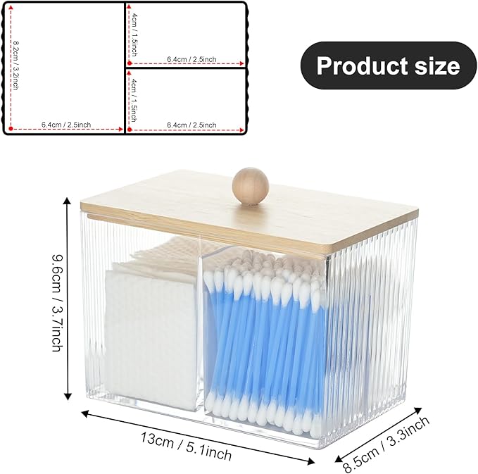 KIMCHOMERSE Qtip Holder Storage, Bathroom Cotton Ball Holder Canisters for Cotton Swab, Cottons Pad, Dental Floss Organizer, Hair Bands Container for Vanity Countertop -Clear