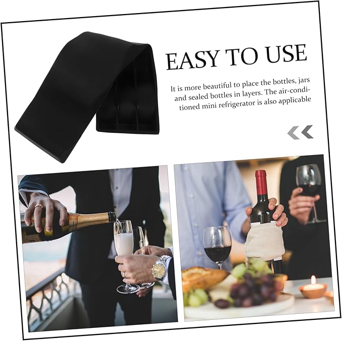 2pcs Silicone Wine Rack Folding Wine Bottle Holder Soda Can Organizer Home Supplies Black