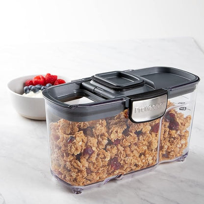 ProKeeper+ by Progressive International Clear Plastic Airtight Food Baker's Kitchen Storage Organization Container Canister Set with Magnetic Accessories (Cereal 1.5-Quart)