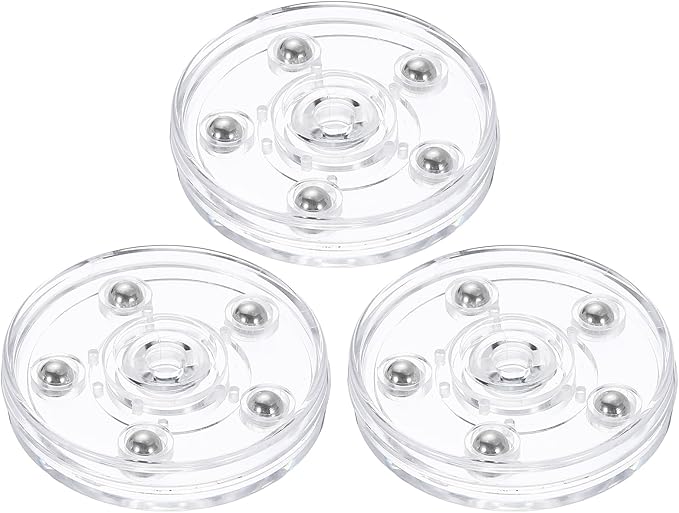 uxcell 3Pack Acrylic Lazy Susan Turntable, 2.5" Spinner Lazy Susan Turntable Organizer, Acrylic Ball Bearing Rotating Tray for Pantry Spice Rack Decorating, Clear