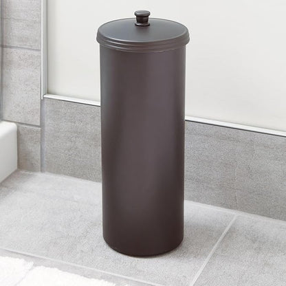 iDesign Freestanding Bathroom Toilet Paper Storage Holder with Lid for 3 Extra Rolls,Bronze,(Pack of 4)