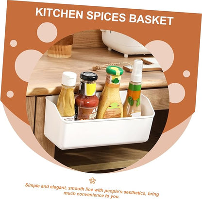 Cabilock Over Cabinet Door Organizer Kitchen Storage Basket for Spice and Seasoning Bottles Wall Mounted Storage for Tidy Cabinets Hanging Design Long Basket