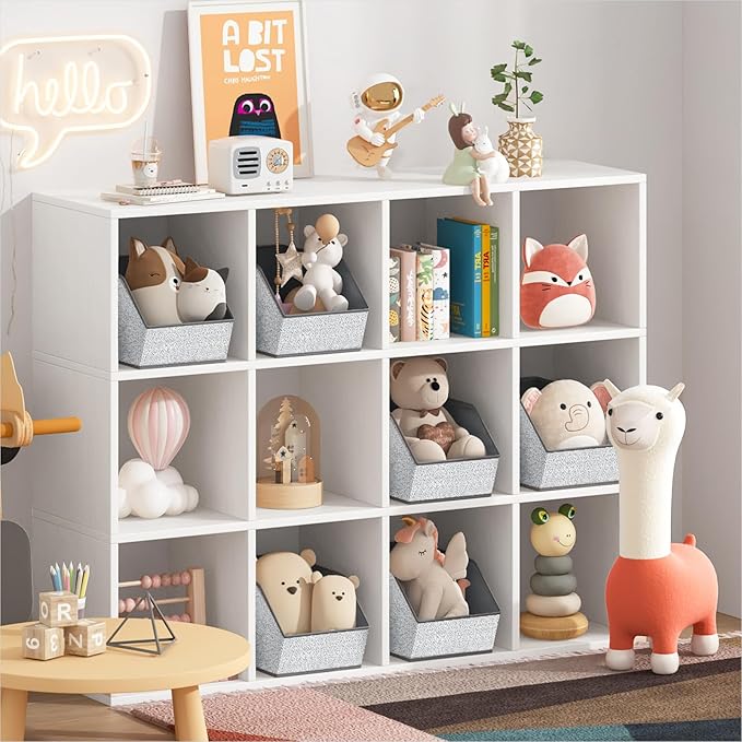 Homsorout Large Closet Storage Cubes - Closet Storage Bins with Dual Handles for Clothes, Towels, Toys, Shelf Organizer Bins for Bedroom, Nursery, Shelves, Small Spaces, Ant Light Gray, 4 Pack