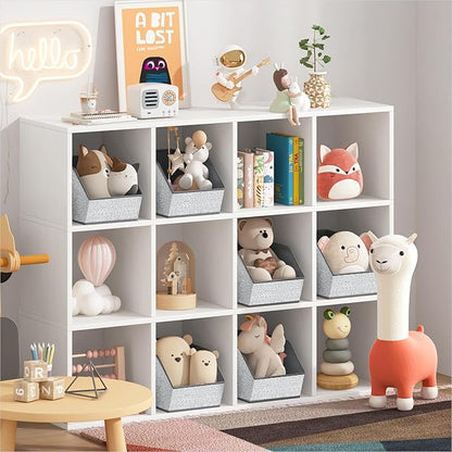 Homsorout Large Closet Storage Cubes - Closet Storage Bins with Dual Handles for Clothes, Towels, Toys, Shelf Organizer Bins for Bedroom, Nursery, Shelves, Small Spaces, Ant Light Gray, 3 Pack