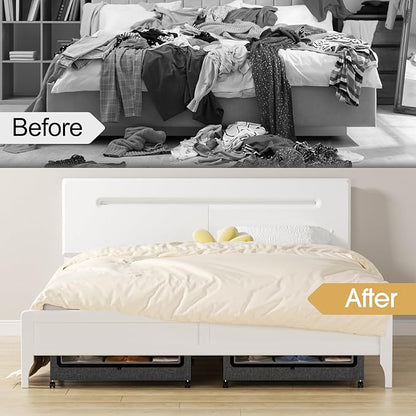 Yecaye Under Bed Storage with Wheels, 2 Pack Under the Bed Storage Containers with Lids & Label, XXL 60 L Rolling Underbed Storage Drawers for Clothes, Blankets, Shoes, Hemp Gray
