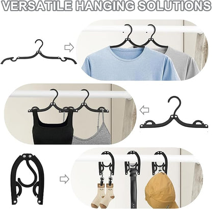 12 PCS Travel Hangers - Cruise Ship Essentials Portable Folding Clothes Hangers Travel Essentials Foldable Clothes Drying Rack for Travel (Black)