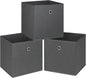 Foldable Storage Cubes Bins ,11 Inch Cloth Storage Cube Fabric Storage Box Cubes Organizer Baskets with Handles for Home Organizer Set of 3 (Grey)