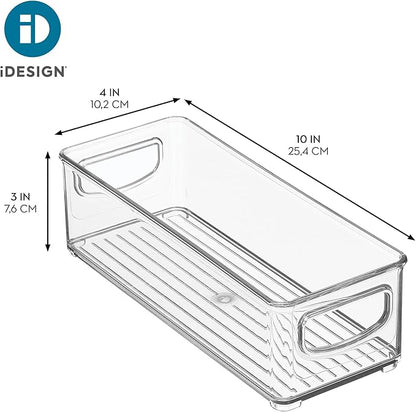 iDesign Plastic Stackable Pantry Bin - Storage Bin with Handles for Cabinets or Fridge - Set of 2 - Clear