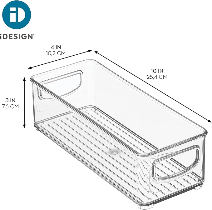 iDesign Stackable Storage Bin with Handles for Pantry, Fridge, or Freezer, Clear, Made in USA
