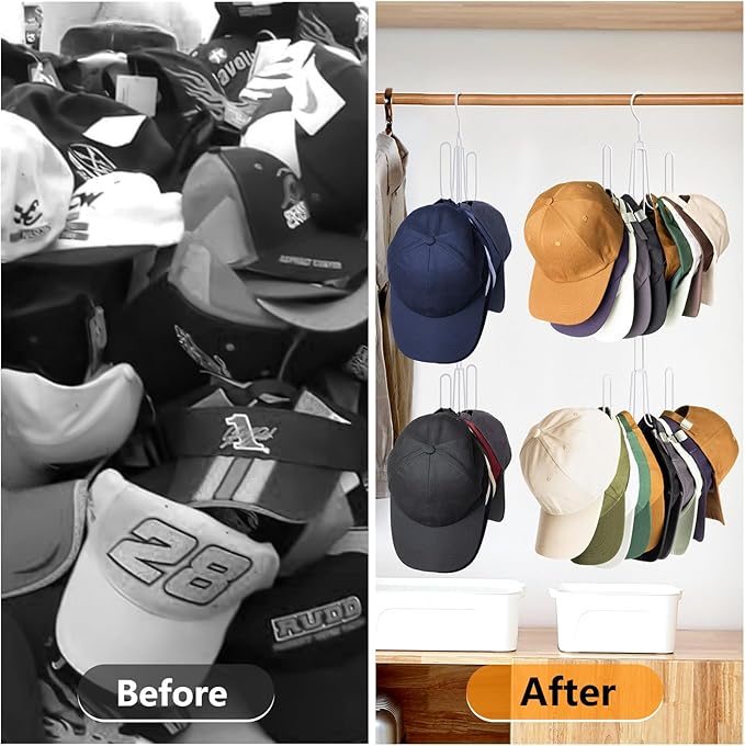 NANATI Hat Hangers for Closet, 1 Pack Stainless Steel Hat Organizer, Hat Racks for Baseball Caps, Cap Organizer for Baseball Caps, White