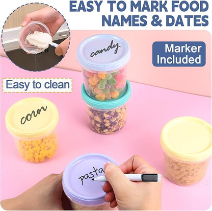 Yomarket 24pcs 16 oz Plastic Deli Containers with Screw Lids, Small Freezer Container Reusable 2 Cup Food Storage Container with Pen & Brush for Snack Salad Fruit, Microwave & Dishwasher Safe BPA Free