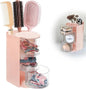 Pink Hair Accessories Organizer &Hair Brush Holder 3-Layer Clear Hair Accessory Organizer Rotatable Small Jewelry Box for Clip Earring Necklaces The Latest Gift for A Girl Hair Brush Organizer