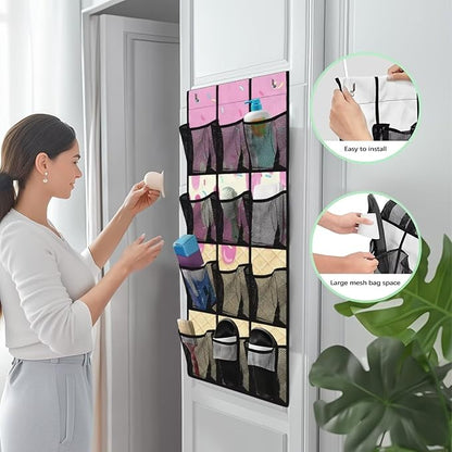 Ice Cream Over the Door Hanging Organizer for Closet - Heavy Duty Large Storage Bags with Metal Hooks, Space Saving Home Organization