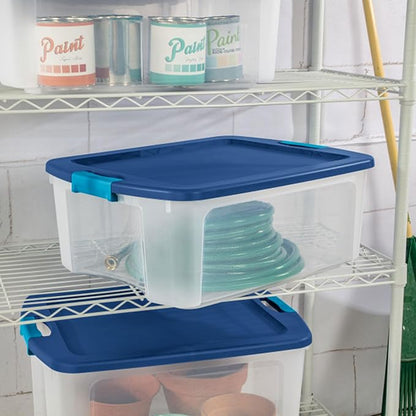 Sterilite 18-Pack Latch and Carry, Clear Plastic Storage Bins with Latching Lids and Full-Grip Handles, 12 Gallon