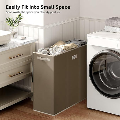 SOLEDI 180L 3-Section Laundry Hamper with Lid, Extra Large Dirty Clothes Basket with Sturdy Handles for Laundry Room & Bedroom - Durable Organizer for Sorting Laundry