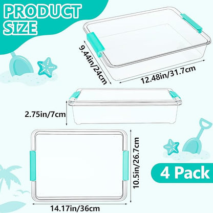 Jeffbaubl 4 Pack 6 Qt Plastic Storage Bins with Lids, Clear Plastic Bins Art Supply Storage Organizer, Arts Crafts Organizing Containers, Stackable Art Containers for Home Office Supplies