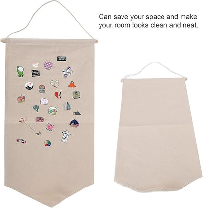 Hanging Brooch Pin Organizer, Linen and Particleboard, 21.1x11.8 Inch, Wall Display Storage Holder for Home Decor