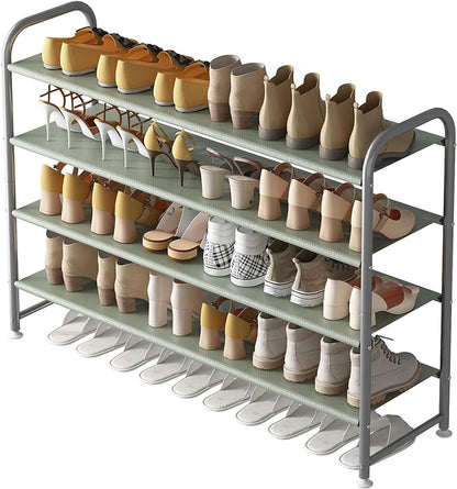 INGIORDAR Shoe Rack 4 Tier Long Storage Organizer Wide Metal Shoe Shelf for Closet Entryway Grey