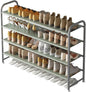 INGIORDAR Shoe Rack 4 Tier Long Storage Organizer Wide Metal Shoe Shelf for Closet Entryway Grey