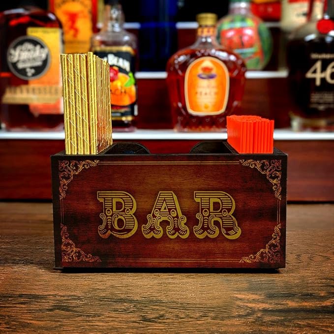 Wooden Utensil Holder Napkin Bar Caddy Parent (Vintage Bar)