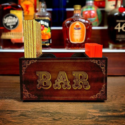Wooden Utensil Holder Napkin Bar Caddy Parent (Vintage Bar)