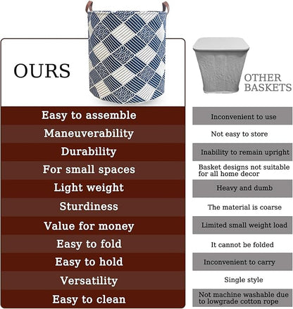 80L Waterproof Laundry Hamper in Family Leather Handle Laundry Basket in Dormitory Collapsible Laundry Bag in Nursery (91-Satisfied laundry hampers)