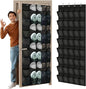 Over the Door Shoe Organizer | Mesh Foldable Space Saving Storage,Back of Door Shoe Organizer Hanger - for Bedroom Living Room Bathroom Entryway Sneaker Slippers Toiletries Bottles Crafts Toys