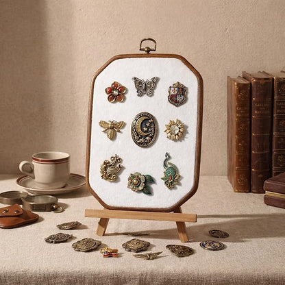 Fumete Pin Display Board Octagon Velvet Enamel Pin Collection Display Octagon Wall Hanging Brooch Earrings Necklace Jewelry Holder Organizer Storage for Home and Holiday, 7.5 x 10 Inch