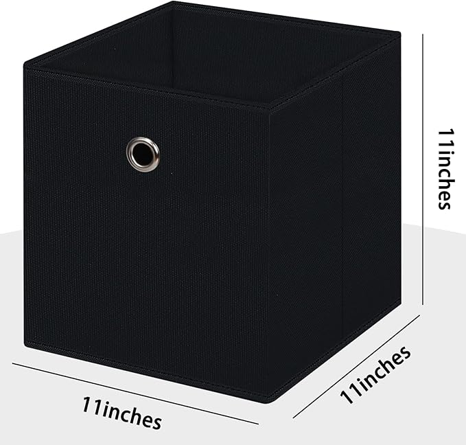 Foldable Storage Cubes Bins ,11 Inch Cloth Storage Cube Fabric Storage Box Cubes Organizer Baskets with Handles for Home Organizer Set of 10 (Black)