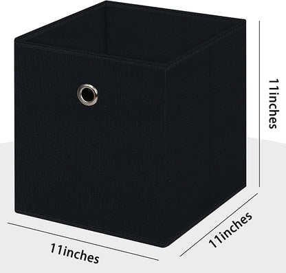 Foldable Storage Cubes Bins ,11 Inch Cloth Storage Cube Fabric Storage Box Cubes Organizer Baskets with Handles for Home Organizer Set of 12 (Black)