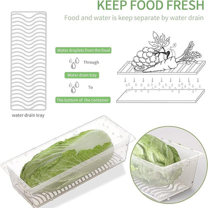 House of Heaven Fruit Storage Containers for Fridge (3 Pack) - 1.5L Produce Saver Containers for Refrigerator with Removable Drain Tray for Fruits and Vegetables Fridge Boxes (1.5 Liter x Pack of 3)