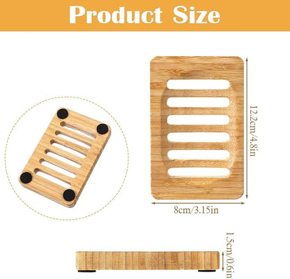 2 Pack Wood Soap Dish for Shower, Waterproof Natural Wooden Bar Soap Holder, Self Draining Sturdy Soaps Saver for Bathroom, Kitchen, Shower, Sink, Bathtub