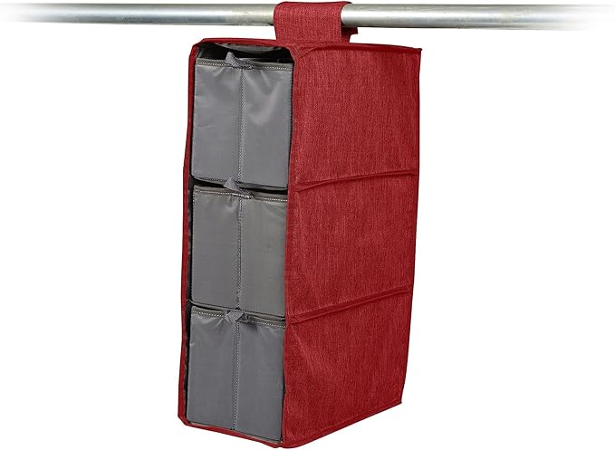 Covermates Keepsakes Hanging Shoe Organizer Set – Heavy Duty Closet Shelves for Shoes, Sweaters, and Accessories – Includes Trays with Dividers – Vertical Wardrobe Storage, Red Heather