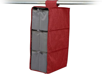 Covermates Keepsakes Hanging Shoe Organizer Set – Heavy Duty Closet Shelves for Shoes, Sweaters, and Accessories – Includes Trays with Dividers – Vertical Wardrobe Storage, Red Heather