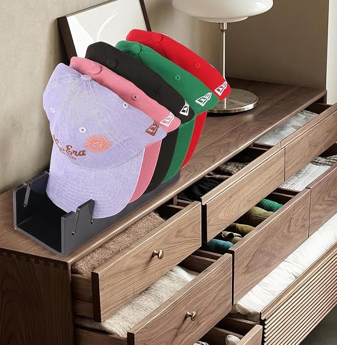 CHENYAOAI Hat Organizer for Baseball Caps, 2 Pcs No Install Acrylic Hat Stand for 14 Baseball Caps, Hat Racks for Caps Display and Organizer for Bedroom, Closet, Dresser, Office, Hat Holder