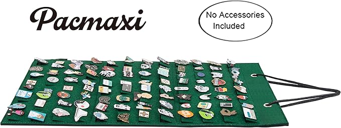 PACMAXI Hanging Brooch Pin Organizer, Display Pins Storage Case, Brooch Collection Storage Holder, Holds Up to 96 Pins.(Not Include Any Accessories) (S-96 Slots, Green, Small)