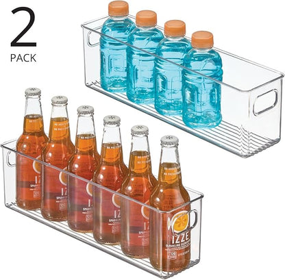 mDesign Plastic Kitchen Organizer - Storage Holder Bin with Handles for Pantry, Cupboard, Cabinet, Fridge/Freezer, Shelves, and Counter - Holds Canned Food, Snacks - 2 Pack - Clear