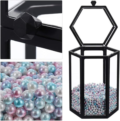 Luxshiny Acrylic Organizers Pencil Holder Makeup Brush Holder Vintage Brush Holder Makeup Brush Storage Box With Lid And Colorful Pearls Makeup Brush Holder Aesthetic
