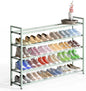 Bumusty 5-Tier Long Expandable Shoe Rack for Closet, 18"-44" Adjustable Shoe Rack for Entryway, 25-30 Pairs Large Shoe Organizer Shelf Storage, Sturdy Metal, Green