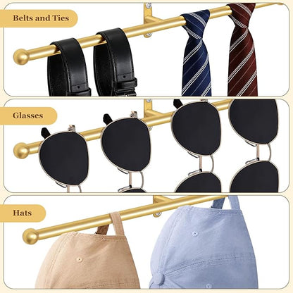2 Pack Necklace Holder Wall Mounted 12.7'' Necklace Organizer Gold Wall Hanging Jewelry Organizer for Necklaces, Bracelets Rings Display
