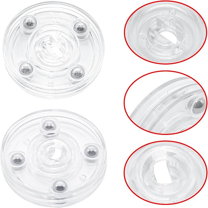 4 Pcs Clear 2 inch Acrylic Lazy Susan Rotating Turntable Organizer Bearings - Round Swivel Plate for Spice Rack, Table, Cake, Kitchen Pantry