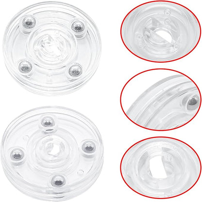 4 Pcs Clear 2 inch Acrylic Lazy Susan Rotating Turntable Organizer Bearings - Round Swivel Plate for Spice Rack, Table, Cake, Kitchen Pantry